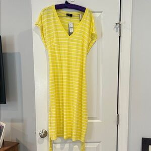 NWT, Lane Bryant Yellow Striped Midi Dress